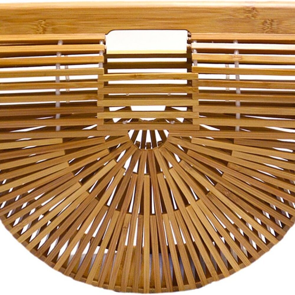 Womens Bamboo Handbag Handmade Large Tote Bag Straw Beach Bags Beach Purse